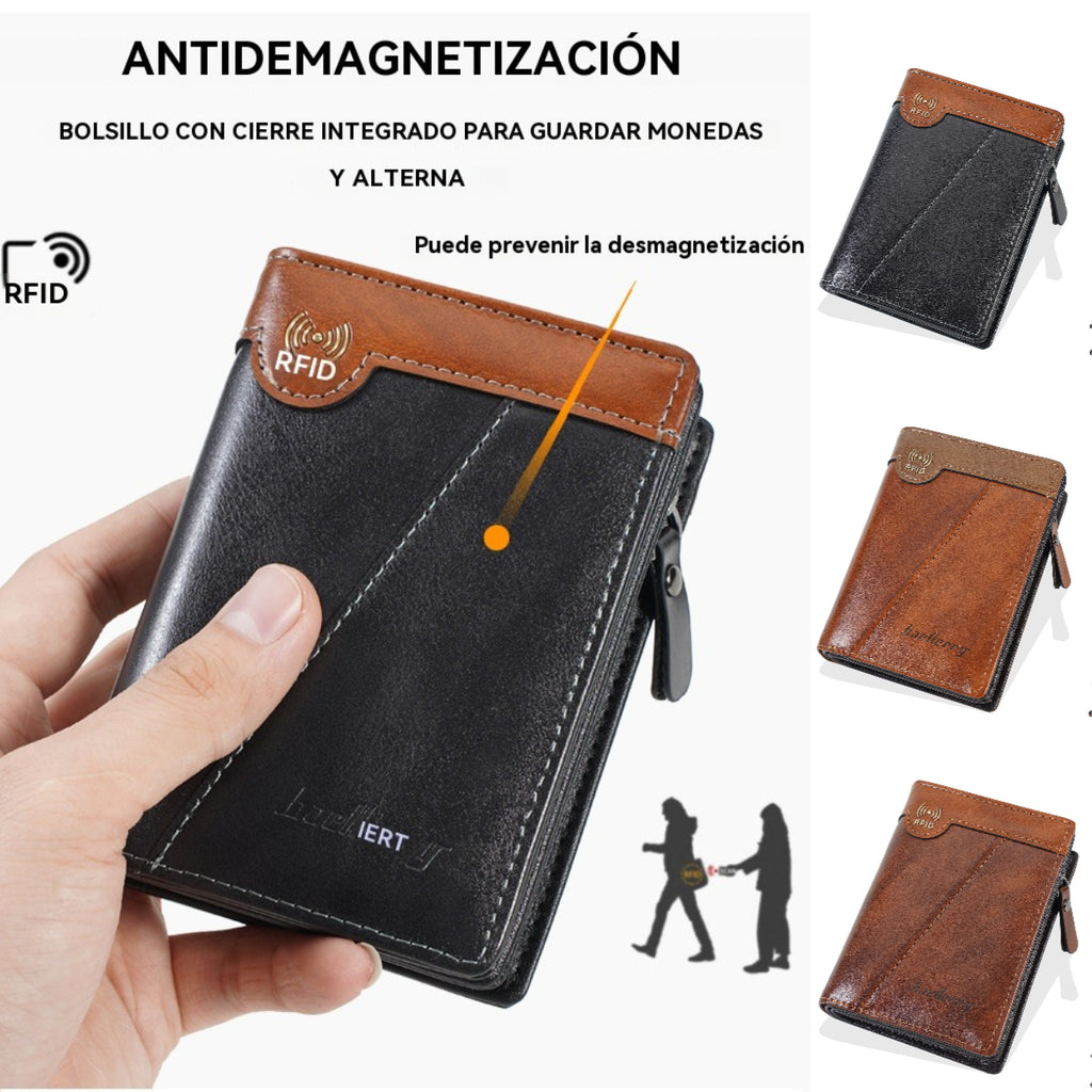 ✨Új prémium retró stílusú cipzáras férfi pénztárca RFID lopásgátló funkcióval.