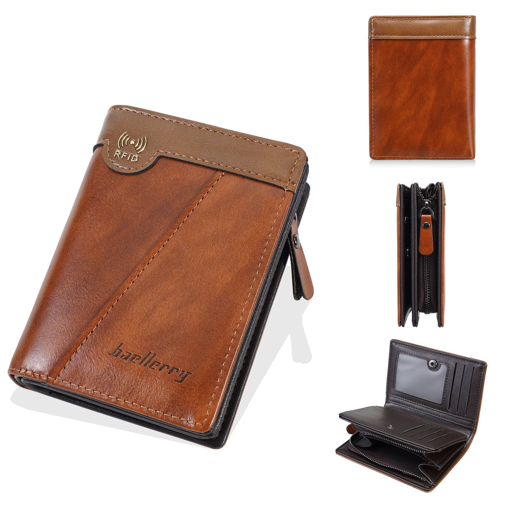 ✨Új prémium retró stílusú cipzáras férfi pénztárca RFID lopásgátló funkcióval.